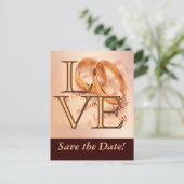 ゴールド/ブラウンLOVE、結婚指輪Oデザイン 案内ポストカード (スタンド正面)