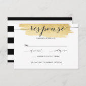 ゴールド ブラシストローク ウェディング RSVP カード (正面/裏面)