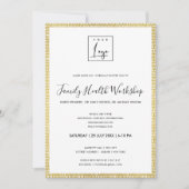 ゴールド ブラシ レイン ストローク あなたのロゴ ワークショップ イベント 招待状 (正面)