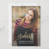 ゴールド ブラシ 編集可能 カラー 卒業おめでとうカード 案内状 (正面)