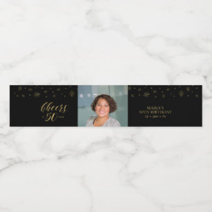 ゴールド＆ブラックで50年をお祝い、50歳の誕生日パーティー ペットボトルラベル