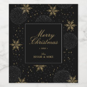 ゴールド&ブラックのクリスマス ホリデーパーティー ギフト ワインラベル (シングルラベル)