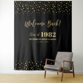 ゴールド＆ブラックのコンフェッティクラス再会パーティーバックドロップ タペストリー (インサイチュ)