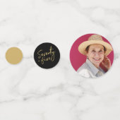 ゴールド&ブラックの75歳誕生日パーティー コンフェッティ (裏面)