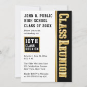 ゴールド |ブラッククラスモダン懇親会パーティー 招待状 (正面)