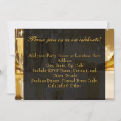 ゴールド/ブラックシャンパン 新年のお祝いパーティー 招待状 (裏面)