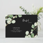 ゴールド&ブラックユーカリのエレガントな結婚前祝賀会 招待状 (スタンド正面)