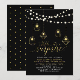 ゴールド＆ブラックライトのサプライズ結婚記念日 招待状