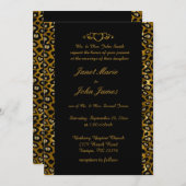ゴールド＆ブラックレオパードのスタイリッシュな結婚式 招待状 (正面/裏面)