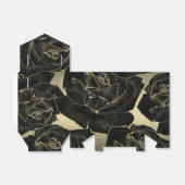 ゴールド＆ブラックローズ グラム エレガント おしゃれ パーティー フェイバーボックス (折り畳みなし)