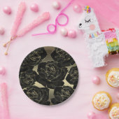 ゴールド＆ブラックローズ グラム エレガント おしゃれ パーティー ペーパープレート (パーティー)