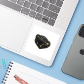 ゴールド&ブラック大理石のおひつじ座ステッカー シール (ノートパソコンとiPhone)