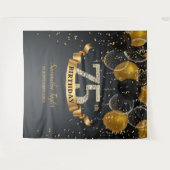 ゴールド ブラック風船 ダイヤモンド 75歳誕生日パーティー タペストリー (正面(横))