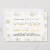 ゴールド＆ブラック | おしゃれな50周年結婚記念日 招待状 (正面)