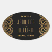 ゴールド ブラック アートデコスタイル ウェディングステッカー 楕円形シール (正面)