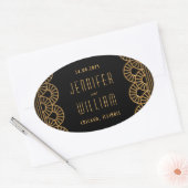 ゴールド ブラック アートデコスタイル ウェディングステッカー 楕円形シール (封筒)