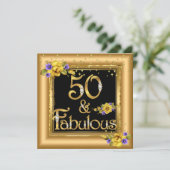 ゴールド ブラック イエロー 50歳の誕生日パーティー 招待状 (スタンド正面)