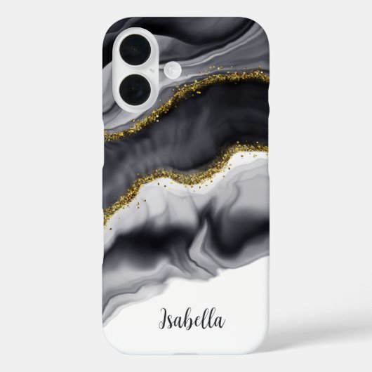 ゴールド ブラック ウォーターカラー パーソナライズ Case-Mate iPhoneケース (裏面)