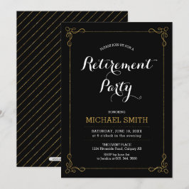 ゴールド & ブラック | エレガントでおしゃれな退職パーティー 招待状
