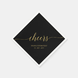 ゴールド＆ブラック エレガント おしゃれなレタリング チェアーズ スタンダードカクテルナプキン