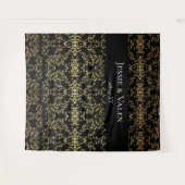 ゴールド ブラック エレガント スワール ゴシック ウェディング タペストリー (正面(横))