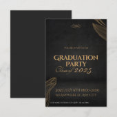 ゴールド ブラック エレガント 卒業パーティー 招待状 (正面/裏面)