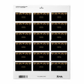 ゴールド ブラック オルネイト フローラル アドレス ラベル (フルシート)