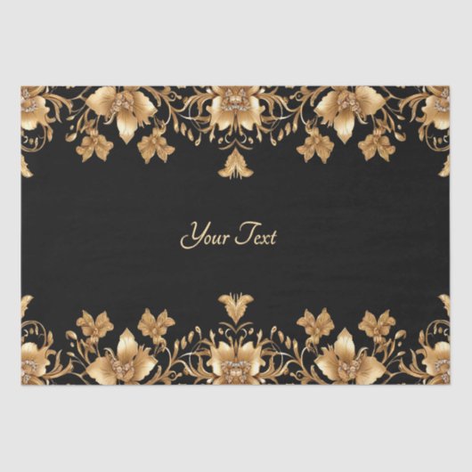 ゴールド ブラック オルネイト フローラル ティッシュ ペーパー (正面)