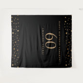 ゴールド ブラック カスタマイズ可能 誕生日60周年 タペストリー (正面(横))