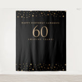 ゴールド ブラック カスタマイズ可能 誕生日 60歳 タペストリー (正面)