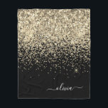 ゴールド ブラック ガーリー グリッター スパークル モノグラム ネーム フリースブランケット<br><div class="desc">ゴールドとブラックの偽のスパークルグリッター モノグラム ネームとイニシャル フリース ブランケット。 これは、贅沢でおしゃれなスタイルを愛する人への、スイート16の誕生日、結婚式、ブライダルシャワー、結婚記念日、ベビーシャワー、またはバチェロレッテパーティーのプレゼントに最適です。</div>