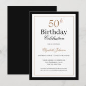 ゴールド ブラック クラシック 50歳の誕生日パーティー 招待状 (正面/裏面)
