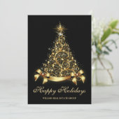 ゴールド ブラック クリスマス ツリー 法人向けグリーティング (スタンド正面)
