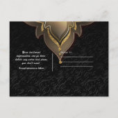 ゴールド ブラック グラム エキゾチック フラワー セーブ ザ デート 案内ポストカード (裏面)