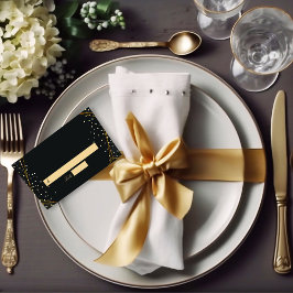 ゴールド ブラック グリッター コンフェッティ ウェディング プレイスカード