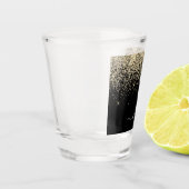 ゴールド ブラック グリッター スクリプト モノグラム ガーリー ネーム ショットグラス (左)