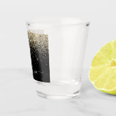 ゴールド ブラック グリッター スクリプト モノグラム ガーリー ネーム ショットグラス (右)