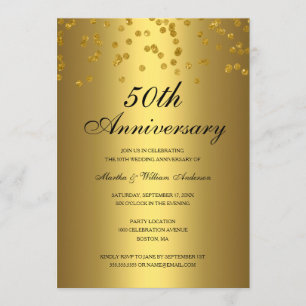 ゴールド ブラック コンフェッティ 50周年 結婚記念日 招待状