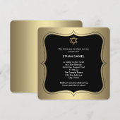 ゴールド ブラック スター オブ デイビッド バー ミツバ 招待状 (正面/裏面)