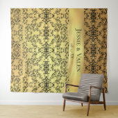 ゴールド＆ブラック スワール ゴシック ウェディング タペストリー (インサイチュ(横))