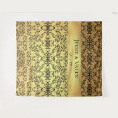 ゴールド＆ブラック スワール ゴシック ウェディング タペストリー (正面(横))