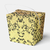 ゴールド＆ブラック スワール ゴシック ウェディング フェイバーボックス (裏面サイド)