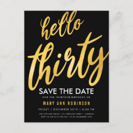 ゴールド ブラック セーブ デート サーティー 誕生日パーティー ポストカード