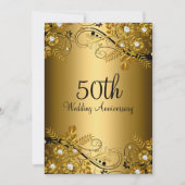 ゴールド ブラック ダイヤモンド フラワー スワール 50周年記念 招待状 (正面)