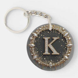 ゴールド ブラック ダイヤモンド 文字 K ギフト キーホルダー