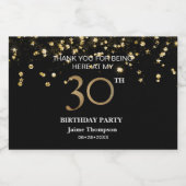 ゴールド ブラック テーマ コンフェッティ ありがとう 30歳の誕生日 スパークリングワインラベル (シングルラベル)