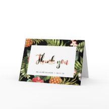 ゴールド＆ブラック | トロピカル ウェディング サンクスカード