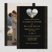 ゴールド ブラック ドット 結婚式 ウェディング 招待状 (正面/裏面)