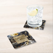 ゴールド ブラック ナイト クラブ パーティー ブライズ シャワー スクエアペーパーコースター (インサイチュ)