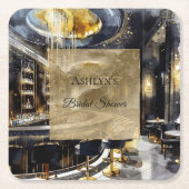 ゴールド ブラック ナイト クラブ パーティー ブライズ シャワー スクエアペーパーコースター (正面)